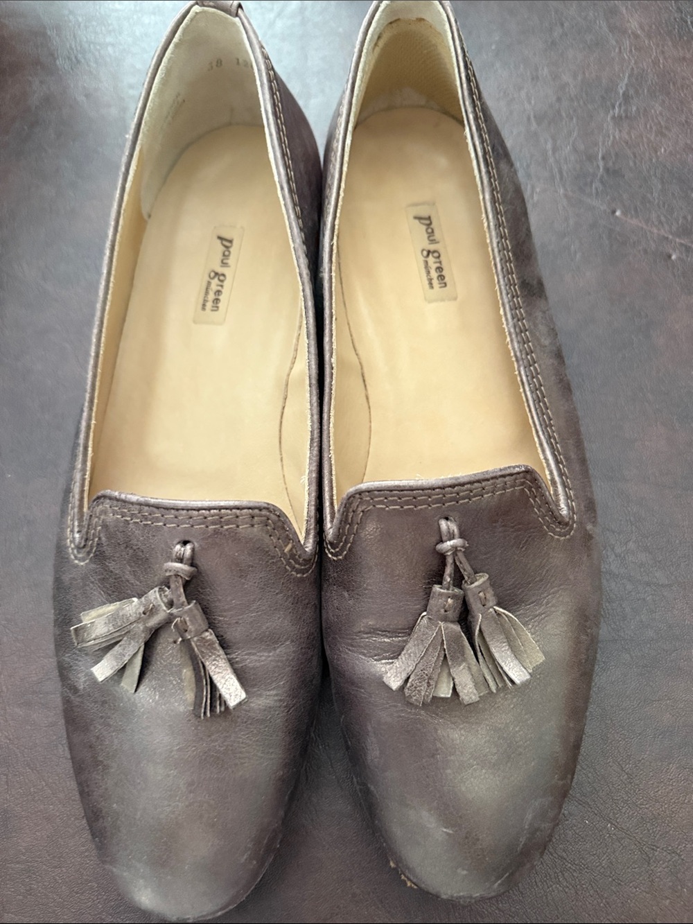 Paul Green Women's Dark Brown Leather Tassel Loafers